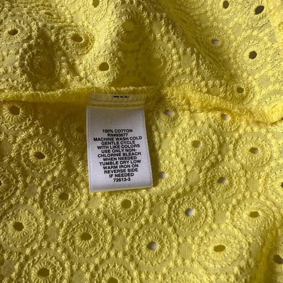 Yellow Cap Sleeve Blouse with Ruffled Mandarin Collar - Picture 6 of 8